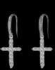 Clear Stone Cross Pierced Earrings Open Back for Light approximate 1 inch drop non magnetic