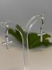 Clear Stone Cross Pierced Earrings Open Back for Light approximate 1 inch drop non magnetic - 3