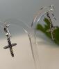 Clear Stone Cross Pierced Earrings Open Back for Light approximate 1 inch drop non magnetic - 4