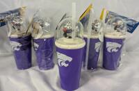 6 New SC Sports Collegiate Mascot Cups Featuring Kansas State Wildcats. 7.5" Tall With Lid.