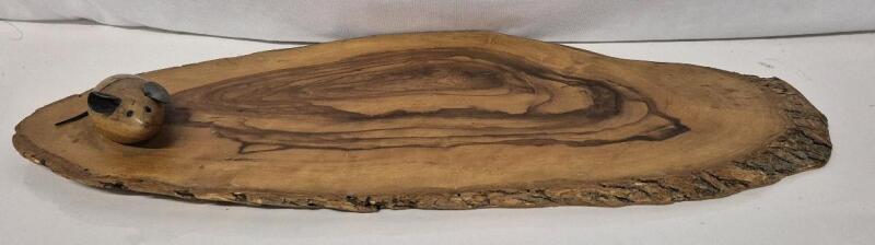 Adorable Vintage 1960's French Charcuterie Board/Cheese Plate Mouse Knife Holder 17.25" Long