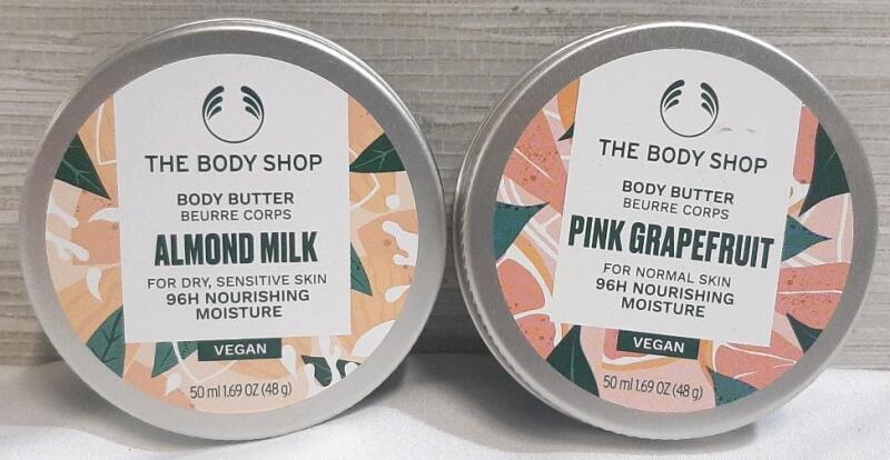 2 New Tins of The Body Shop Body Butter, Includinf Almond Milk & Pink Grapefruit
