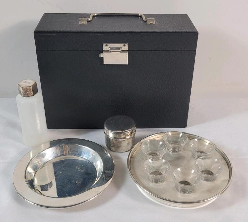 Vintage Silver Plates Communion Travel Kit . Complete