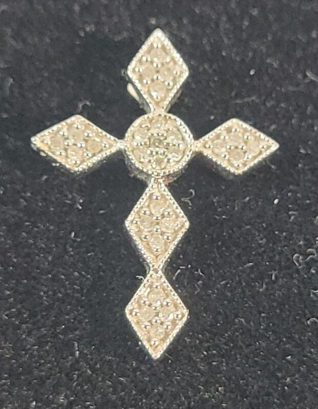10k White Gold Cross Pendant . See photos for size . Pendant Only
