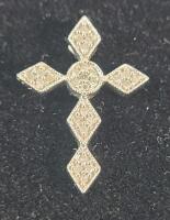 10k White Gold Cross Pendant . See photos for size . Pendant Only