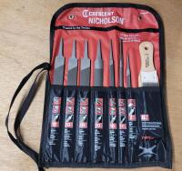 New - Crescent Nicholson 8pc. 7" & 10" Machinist's File Set with Cleaner Card . Retail $200