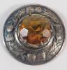 Vintage Scottish Thistle Kilt Pin w/Cairngorm Stone, measures 1 &frac34;" diameter