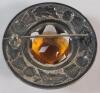 Vintage Scottish Thistle Kilt Pin w/Cairngorm Stone, measures 1 &frac34;" diameter - 3