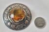 Vintage Scottish Thistle Kilt Pin w/Cairngorm Stone, measures 1 &frac34;" diameter - 5