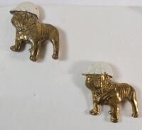 Two (2) Rare Vintage Mack Truck Bull Dog w/White Hard Hats Pins . See photos for size