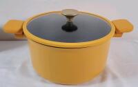 New - Carote 9 &frac14;" Non-Stick Induction Cookware Casserole Pot w/Lid . Measures 9&frac14;" diameter & 4&frac34;" deep . Lemon Drop