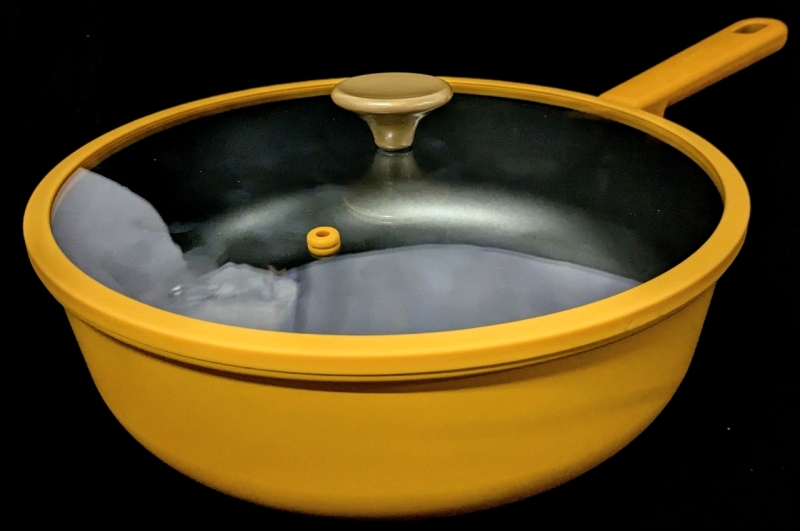 New CAROTE 11" Nonstick 3.5" Deep Pan with Lid, Non-Stick Induction Compatable, Lemon Drop Color