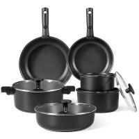 New - CAROTE 13pcs Pots & Pans Set Non Stick, Detachable Handle, Nonstick Induction Cookware Sets, RV Cookware Set, Oven Safe, Black . Only One (1) Handle . Tear to box , does not effect product in box