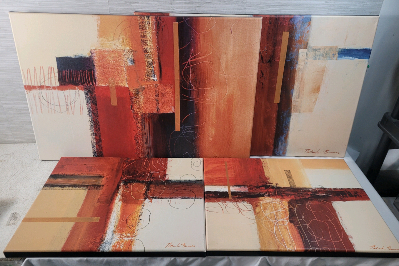 Natasha Barnes 4pc. Canvas Wall Art Home Decor . Measures 35.5"&times;23 &frac34;" & 23 &frac34;"&times;17.5"