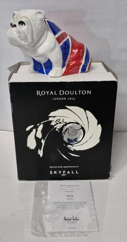 Royal Doulton Jack Bulldog Figure in Original Box DD 007 - Skyfall James Bond 007 - 4" Tall and 6" Long