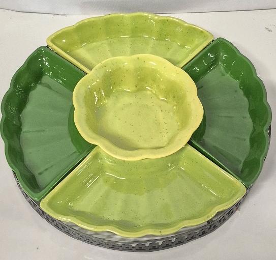 Vintage Marcia of California Pottery Veggie & Dip Trays USA 11" Diameter