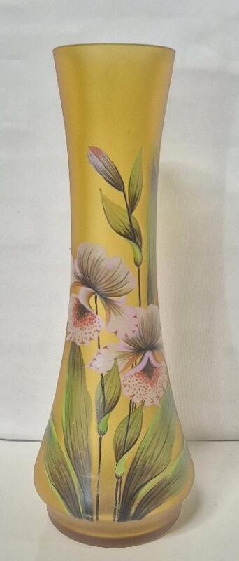 Gorgeous Art Nouveau Style Hand-Painted Vase 14.15" Tall