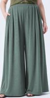 New Sz 4XL Ladies&rsquo; Solid Elastic Waist Pocket Wide Leg Pants