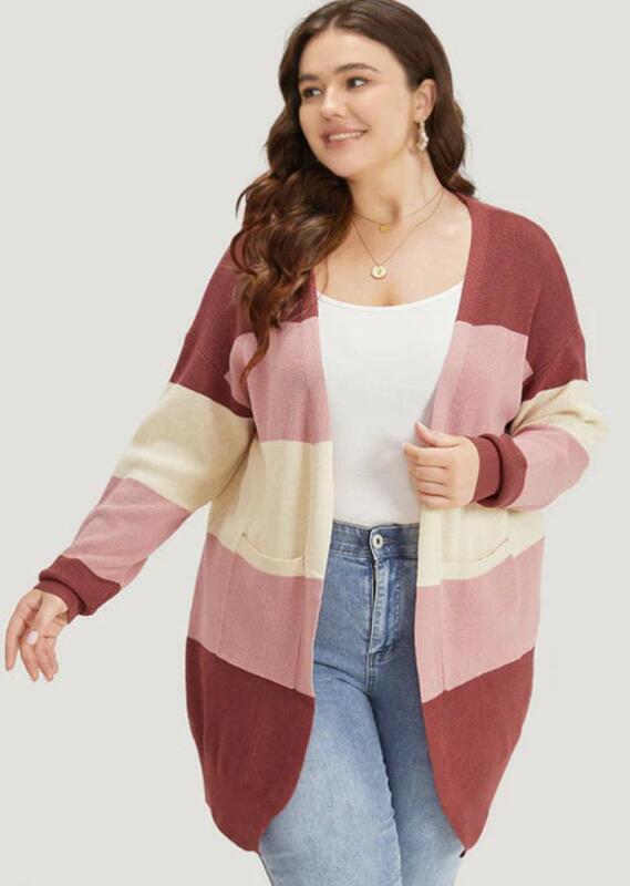 New 14/16 Ladies&rsquo; Open Front, Colour Block Cardigan