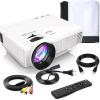 As New - DRJ Mini Projector Outdoor Movie Projector with 80" Projector Screen, Full HD 1080P Projector Supported, Compatible with TV Stick, Video Games, HDMI, USB, TF, VGA, AUX, AV, PS4