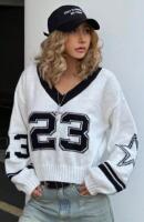 New Sz 2XL Ladies&rsquo; V-Neck, Loose Fit Sporty Sweater