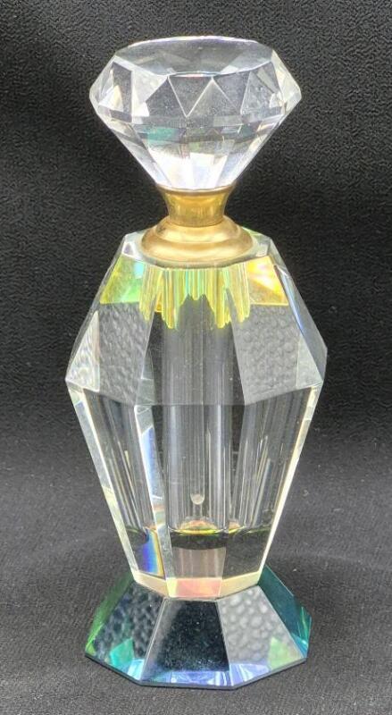 Stunning Crystal Perfume Bottle - 5" Tall