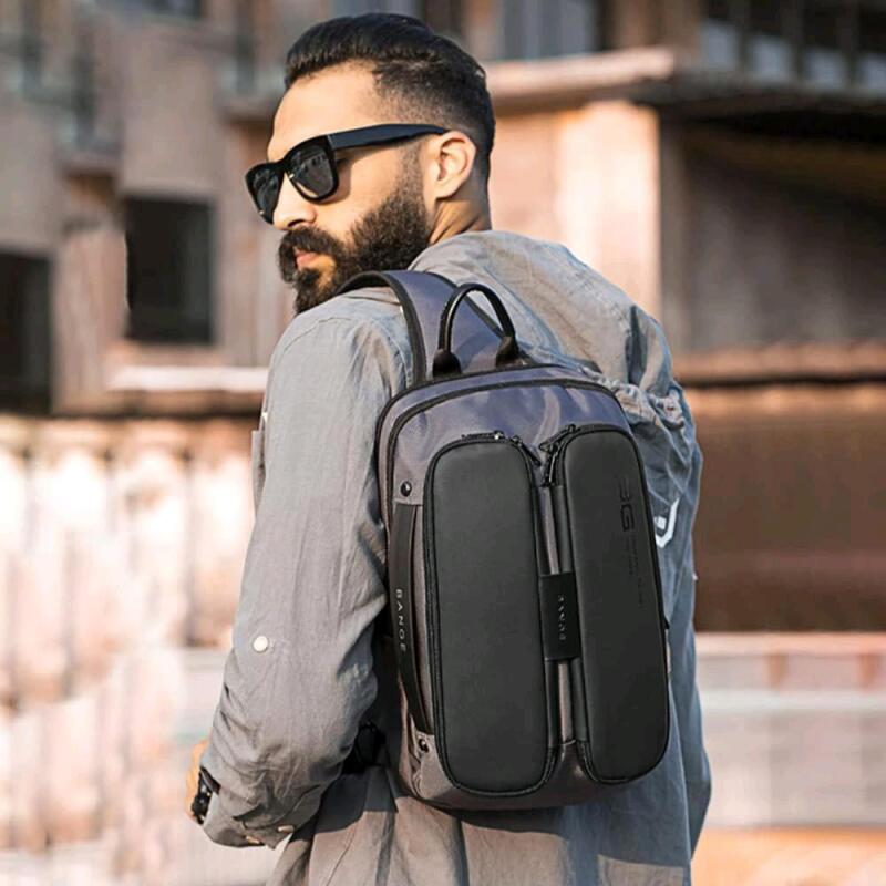 New Bange Men's Shoulder Crossbody Sling Backpack. 12.6" x 7.9" x 4.3". Holds tablet up to 9.7"
