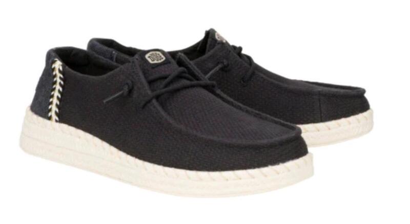 New Size 8 Women's Hey Dude Wendy Espadrille Woven Casual Shoe , Black