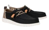 New - Size 10 Men's Hey Dude Wally Craft Linen Casual Shoe , Black / Walnut