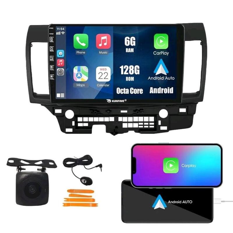 As New - Kunfine Car CarPlay Android Auto Navigation Stereo GPS Radio Camera Display 10" IPS Touchscreen Headunit Tablet Pad Media Player Quad Core 2G+32G . For 2006 - 2018 Mitsubishi Lancer . Retail $154