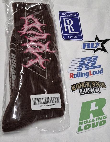 New sz O/S Rolling Twisted Metal Chocolate Socks & 5 Stickers