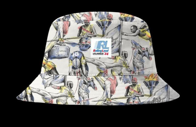 New sz S/M Men's Rolling Loud LA 24 Loud Champs AOP Bucket Hat Retails for $50