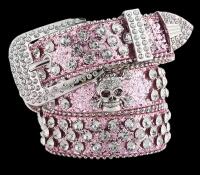 Rhinestone Sequin Versatile PU Leather Belt Stylish Pink Sequin with Clear faceted Rhinestones Approximately 1.3 inch wide 43.3&rsquo;&rsquo; length