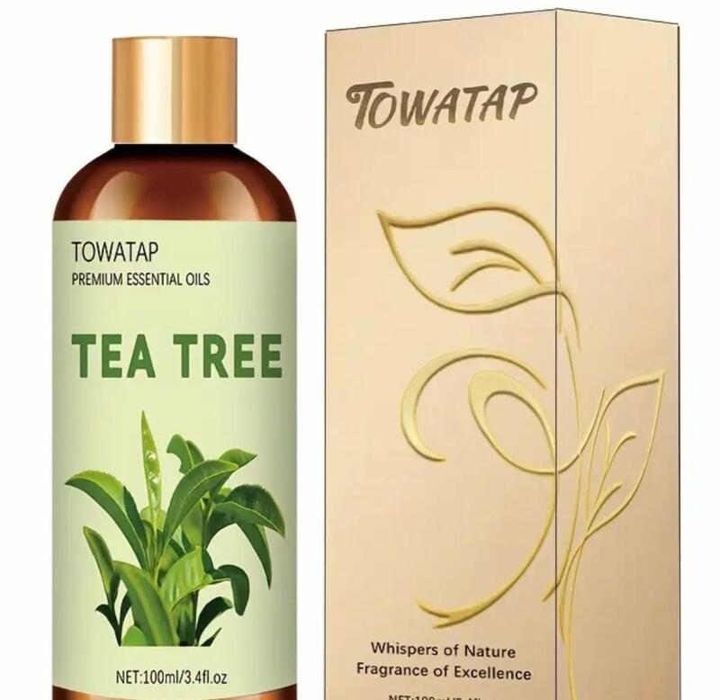 New 100ml/3.4fl.oz Tea Tree Oil Premium Essential and Pure Nourishing and Moisturizing Nails, Hair, Massage, Diffusers, Humidifiers, Soothing Body Massage Oil Stock photo added