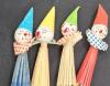 4 Rare Cotton Spun Clown Drink or Cake Toppers 5.5" Long - 2