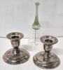 Vintage BIRKS Candle Holders Regency Plate 3" Tall & Glass Smoked Handle Bell 6 25" Tall