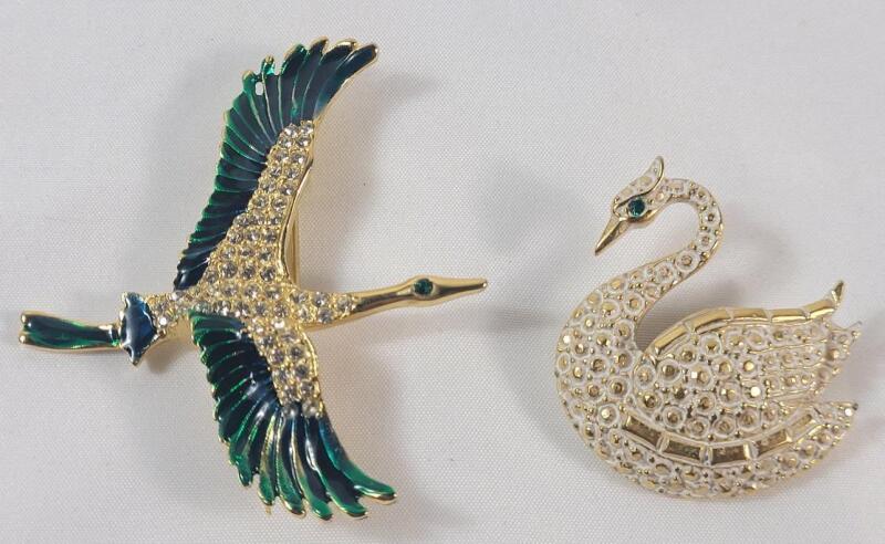 Vintage Giovanni Canadian Goose Brooch & Vintage Swan Brooch . See photos for size