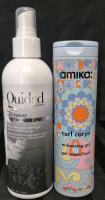 [See Desc] 2 Hair Care Products - Ouidad No Sweat Post Work-out Spray 251mL & Amika Curl Corps Enhancing Gel 200mL