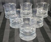 Six (6) Heavy Clear Glass Scotch Glasses .