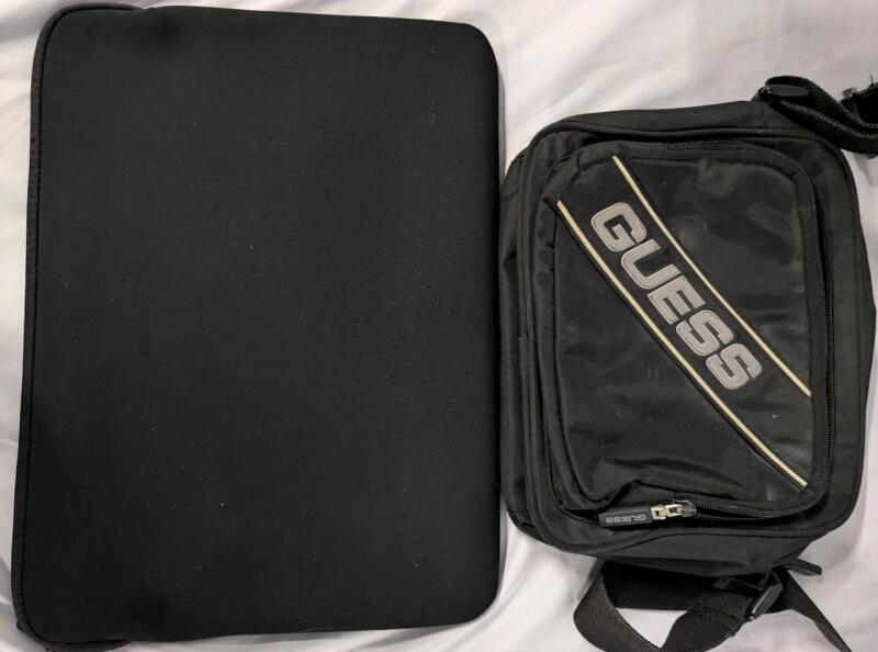 Acer Laptop Sleeve & Guess Lunch bag. Laptop Sleeve is 17.5" Corner to Corner.