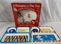 New Kids Lot. Porcupine in a Pine Street Book & Toy Gift Box Set and 2 Snack/Lunch Trays.