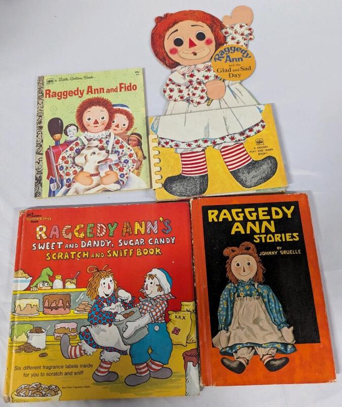 4 Vintage Raggedy Ann Books. See Photos for Titles.