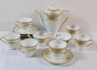 Vintage 15pc. Noritak&eacute; Coffee Set . Coffee Pot , Cream & Sugar Bowls & 6 Cups and Saucers . All Pieces Ring True with no visible chips or cracks .