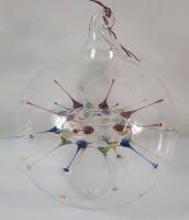 Hand Blown Art Glass " Neuron " Ornament . Measures 3.5" diameter .