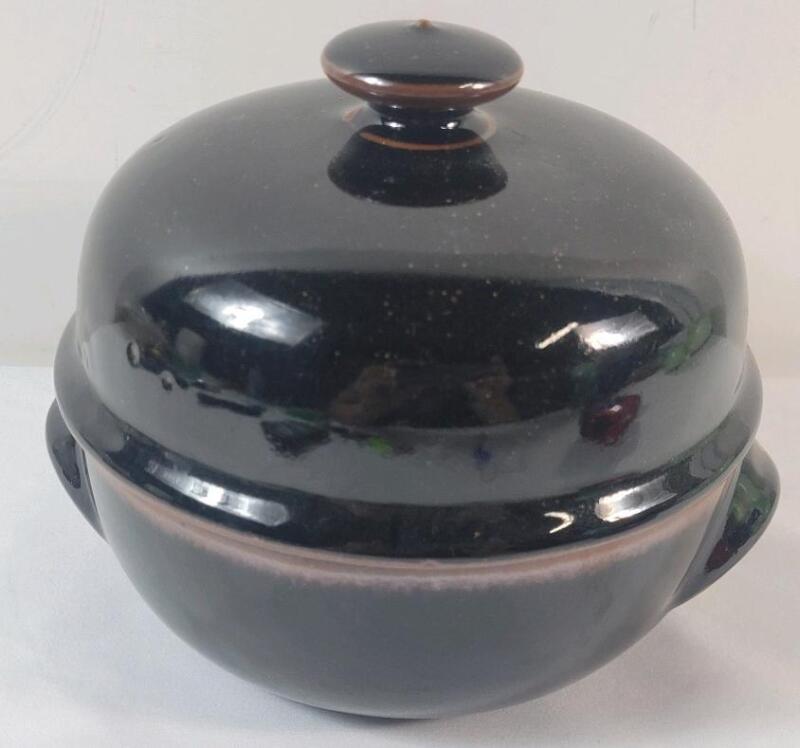 Dansk Stoneware Ceramic Pottery Bean / Soup Pot w/Lid . Measures 5.5" tall & 5.5" diameter . No chips or cracks
