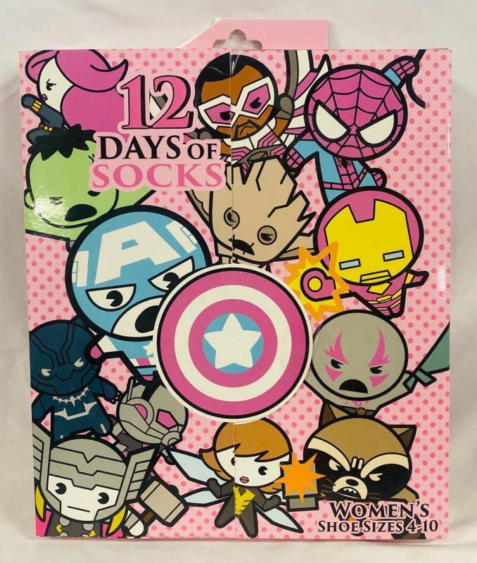 New Marvel 12 Days of Socks Set, 12 Pairs of Socks Women&rsquo;s Size 4-10