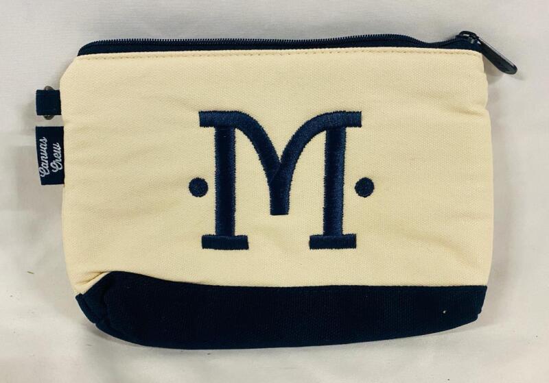 New Thirty-One Canvas Crew &ldquo;M&rdquo; Mini Tote Bag with Zipper, 8x6&rdquo;