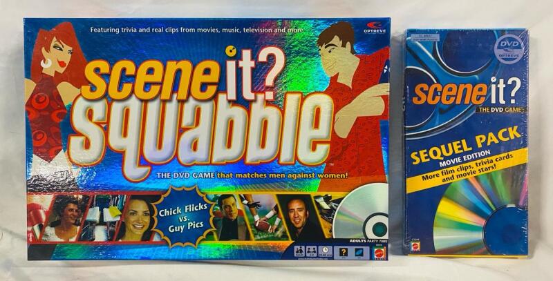 2 Scene It Games, Includes Scene It Squabble Board Game and New Sealed Scene It Sequel Pack