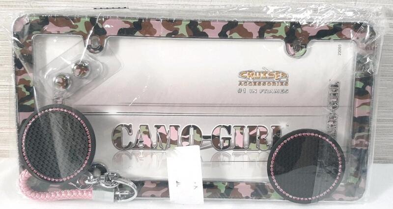 New "Camo-Girl" License Plate Frame w/ Accessories