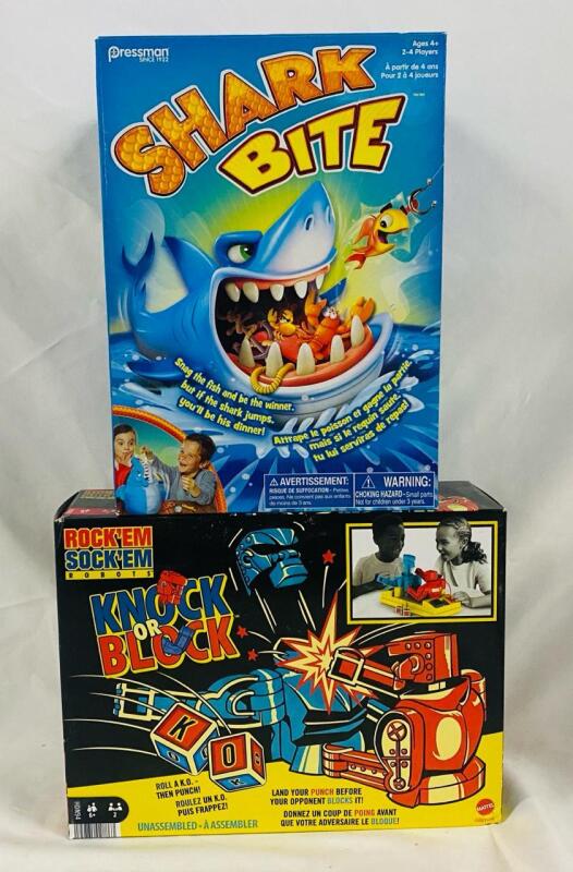 2 Children&rsquo;s Games, Includes Rock &lsquo;Em Sock &lsquo;Em Robots by Mattel (6+) and Shark Bite by Pressman (4+)